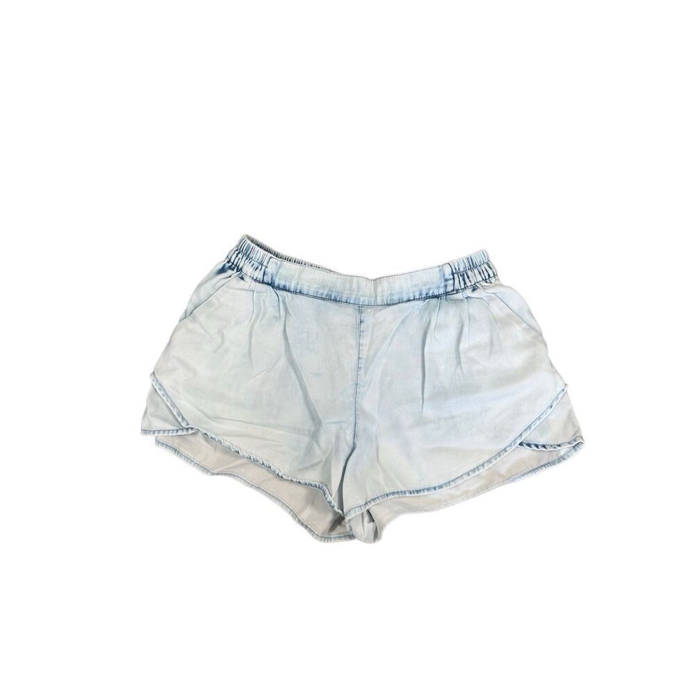 American Eagle Chambrey Blue Sun Washed Jean Shorts Pull on Elastic Waist XS